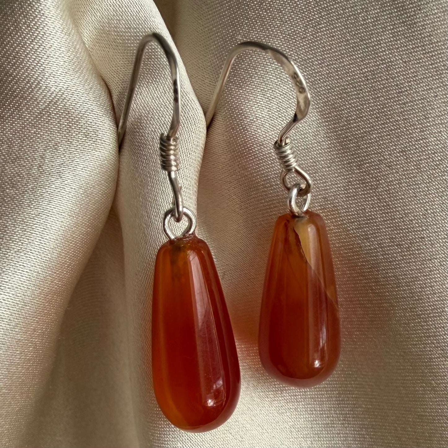 Carnelian sterling silver hook earrings