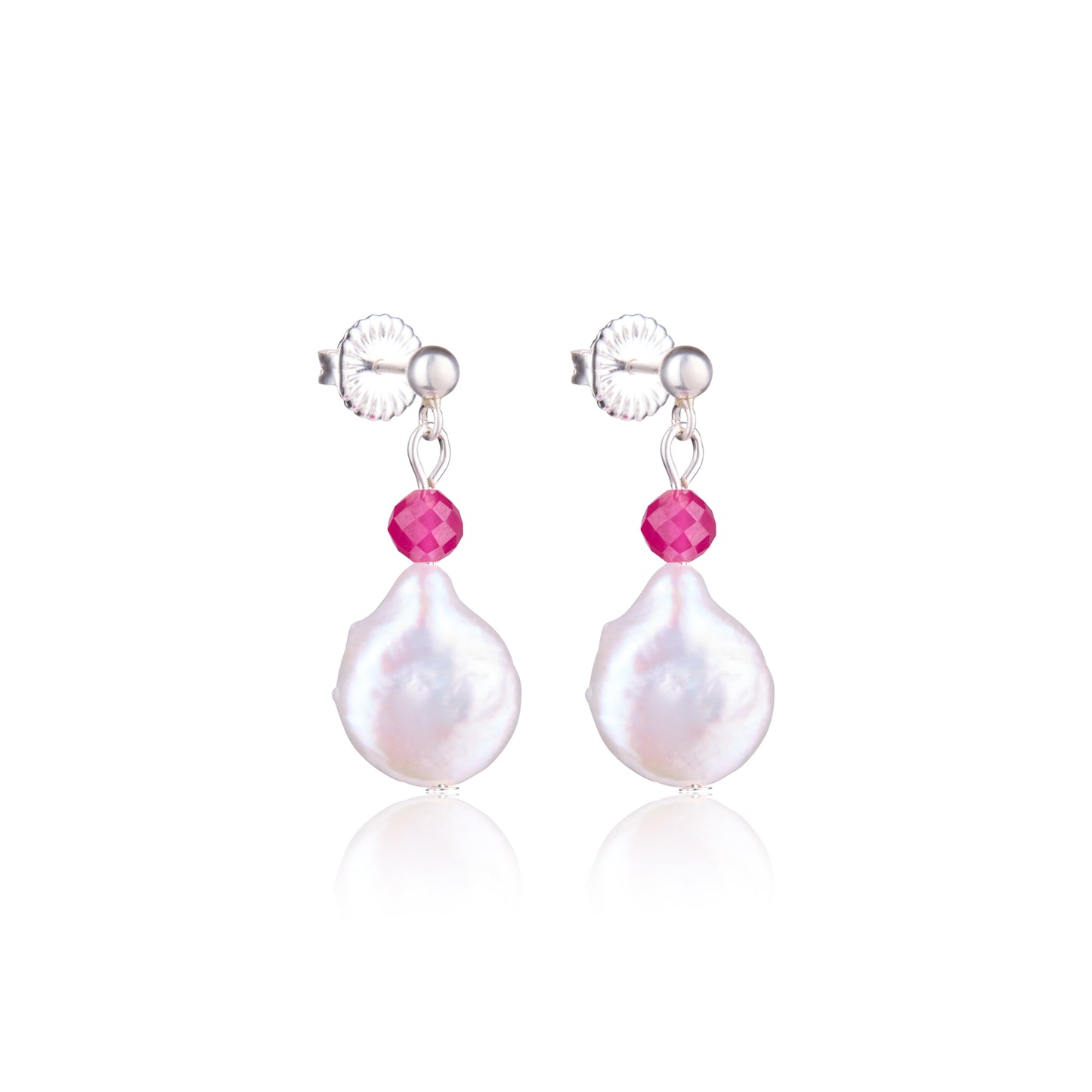 Ruby Glow silver earrings