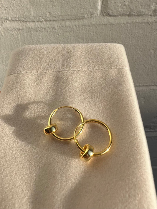 Gold plated sterling silver nugget hoop earrings