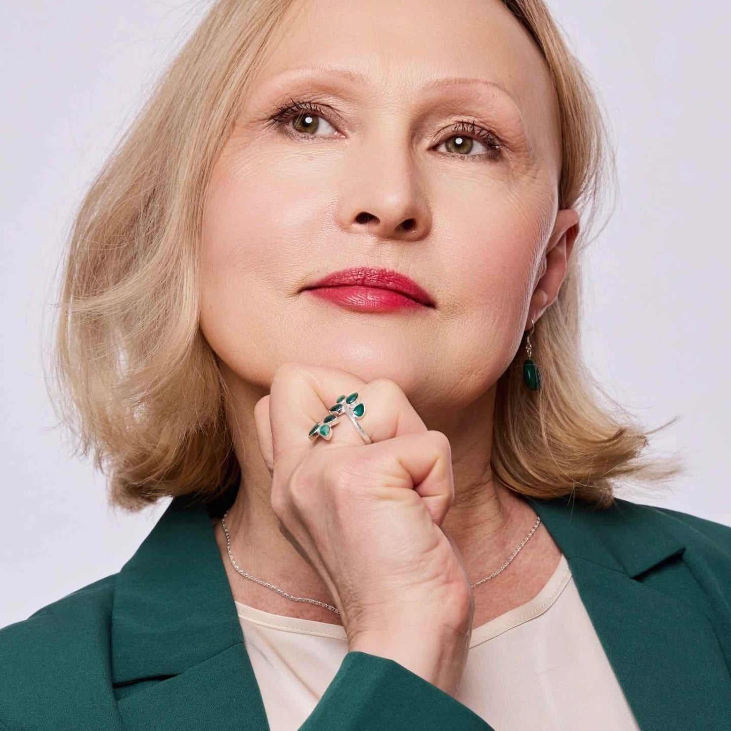 Emerald resizeable sterling silver ring