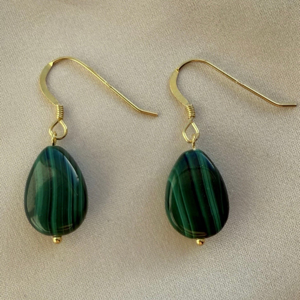 Malachite gold vermeil earrings