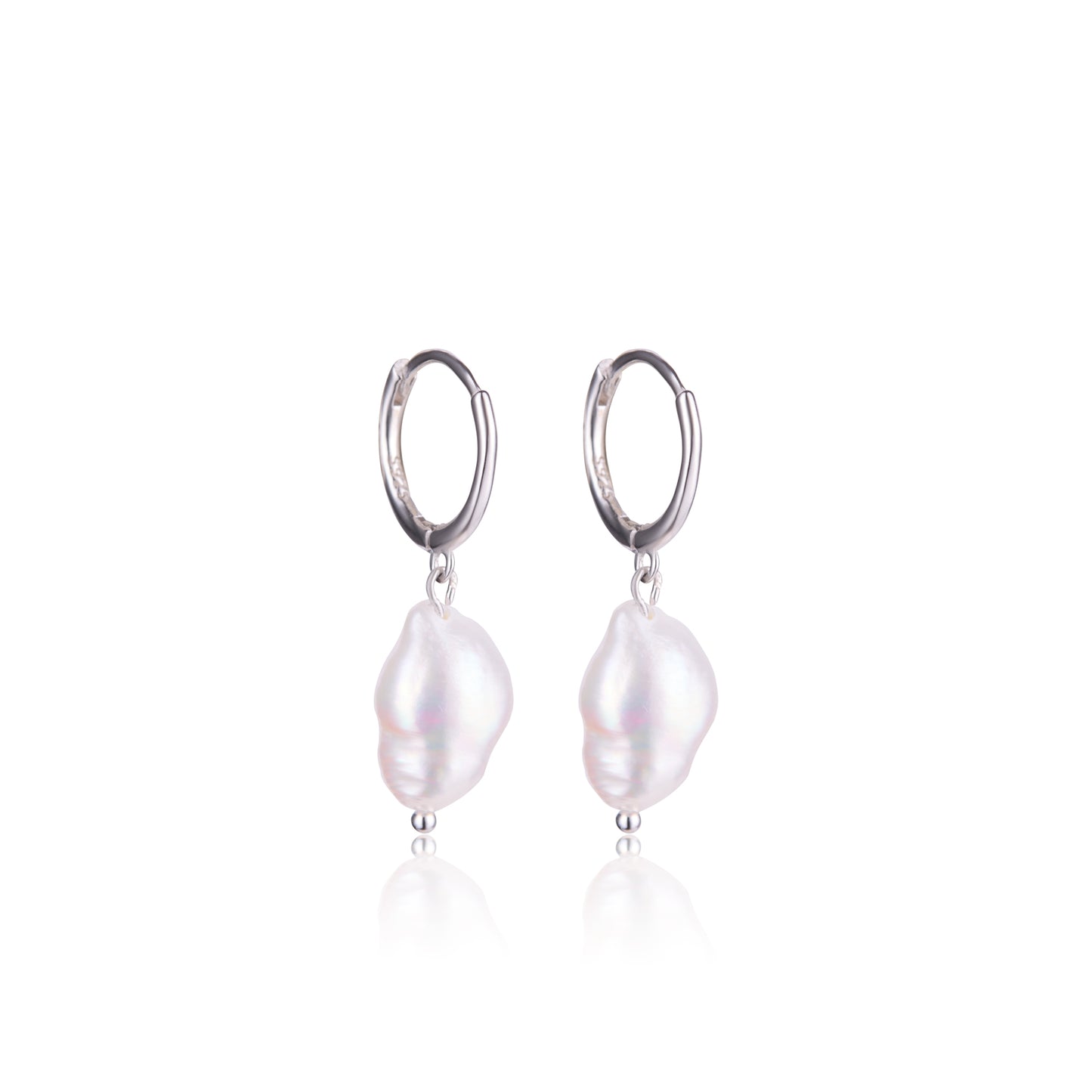 Baroque pearl drop huggie earrings