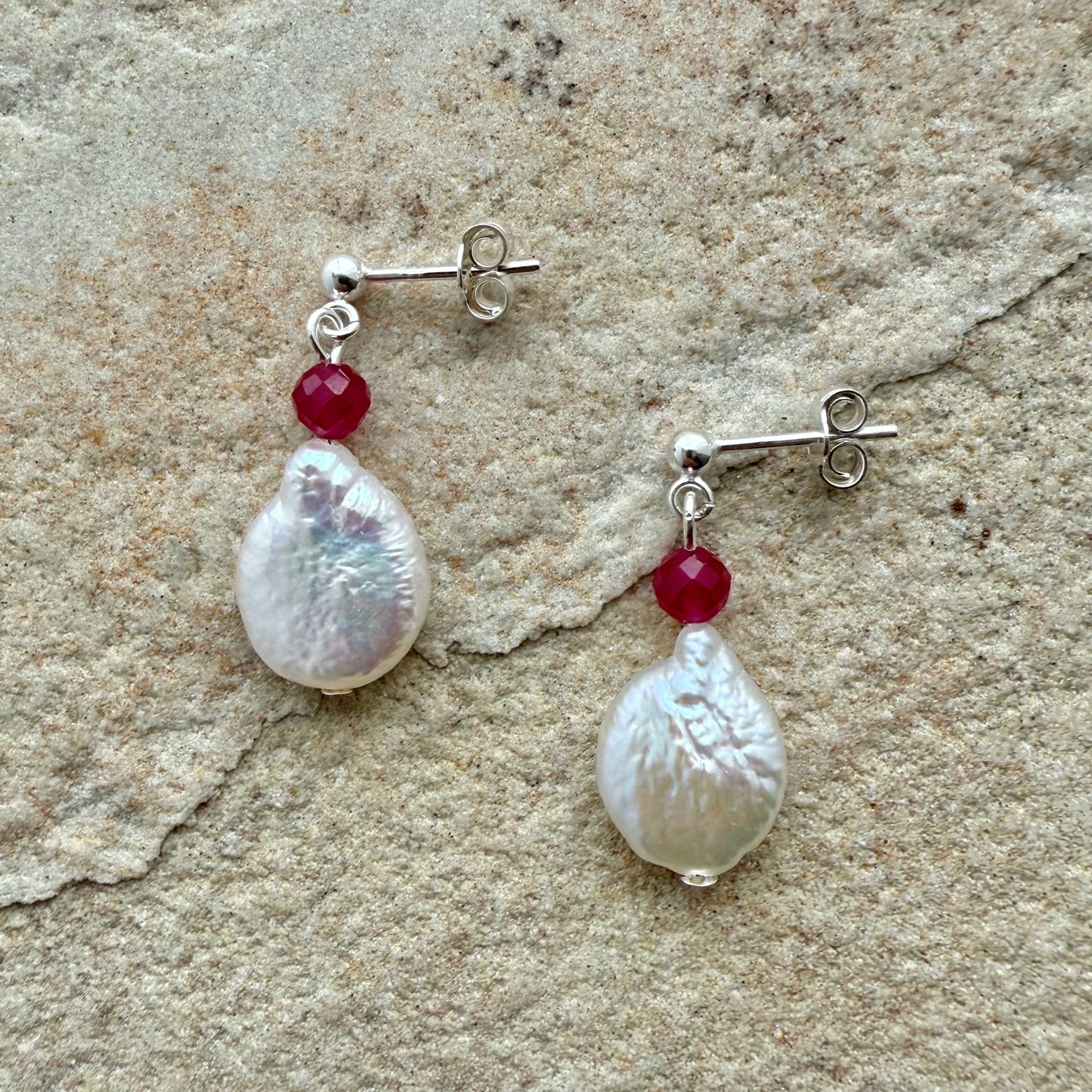 Ruby Glow silver earrings