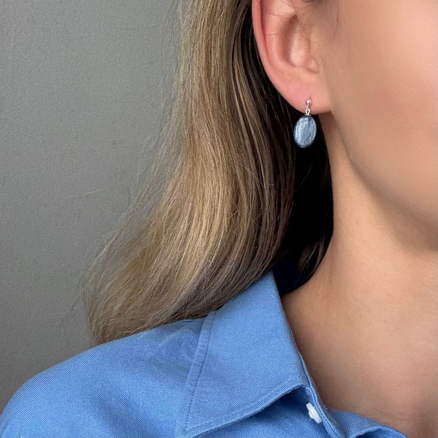 Kyanite drop stud earrings