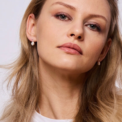 Mini baroque pearl sterling silver earrings