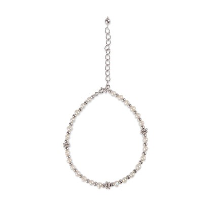 Pearl beaded silver bracelet