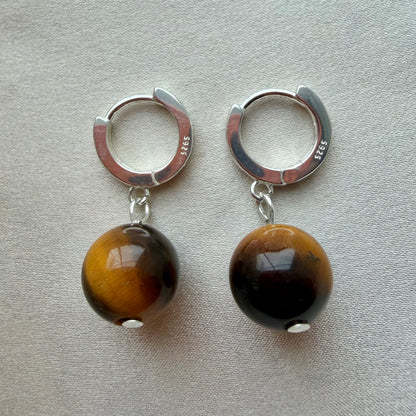 Tiger’s eye sterling silver earrings