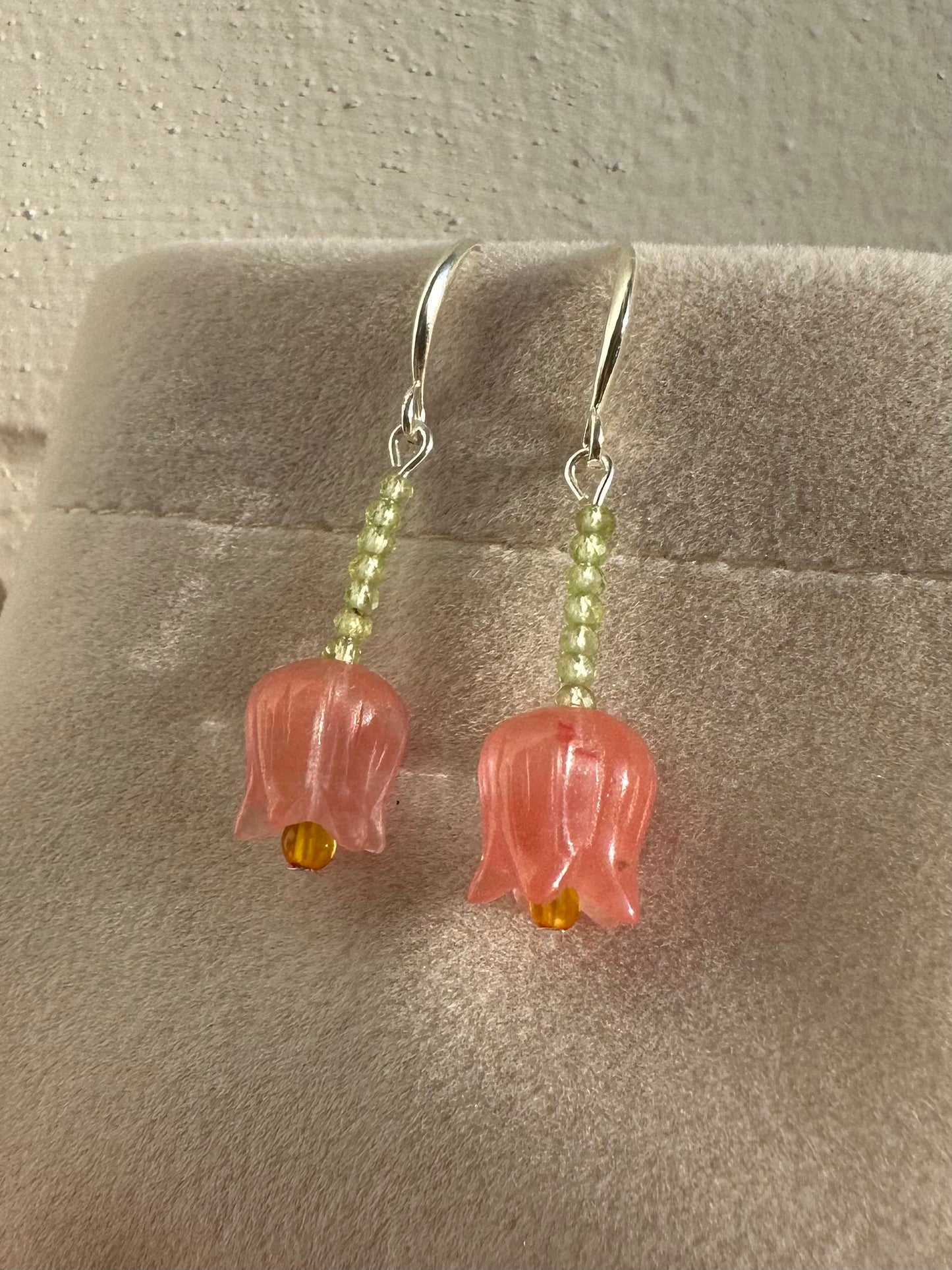 Gemstone tulip earrings