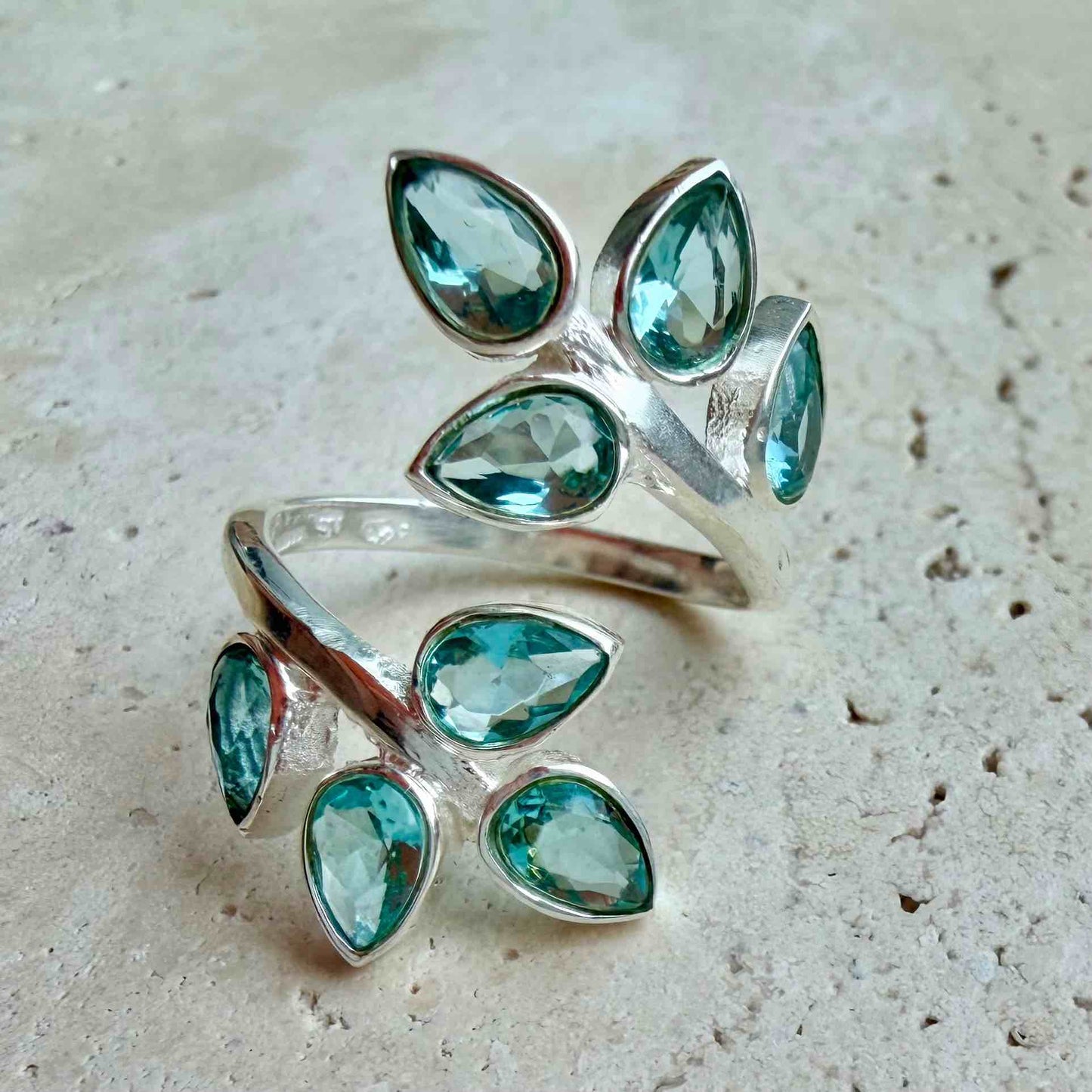 Topaz resizeable sterling silver ring