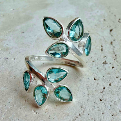 Topaz resizeable sterling silver ring
