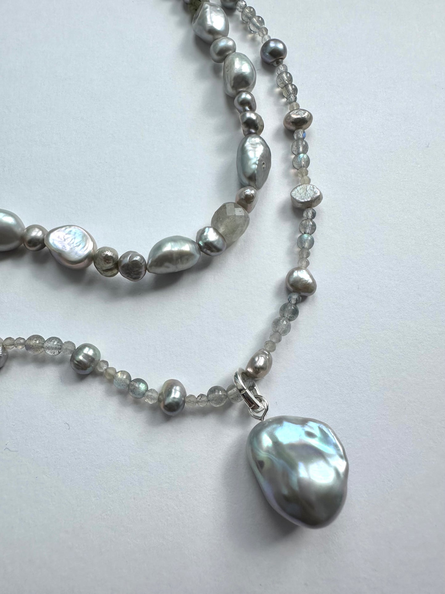 Grey baroque pearl necklace