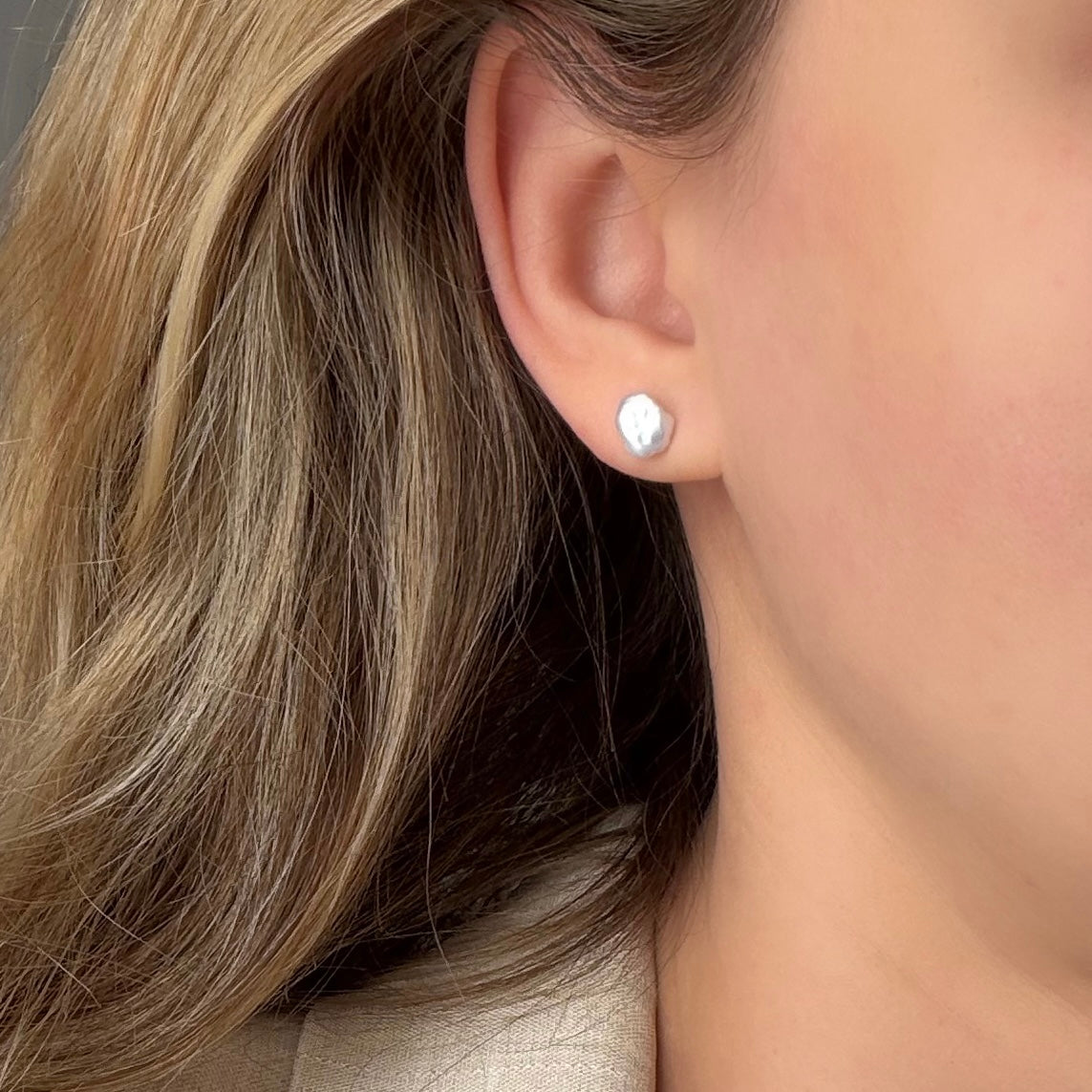 Freshwater Baroque Pearl 925 Sterling Silver Stud Earrings