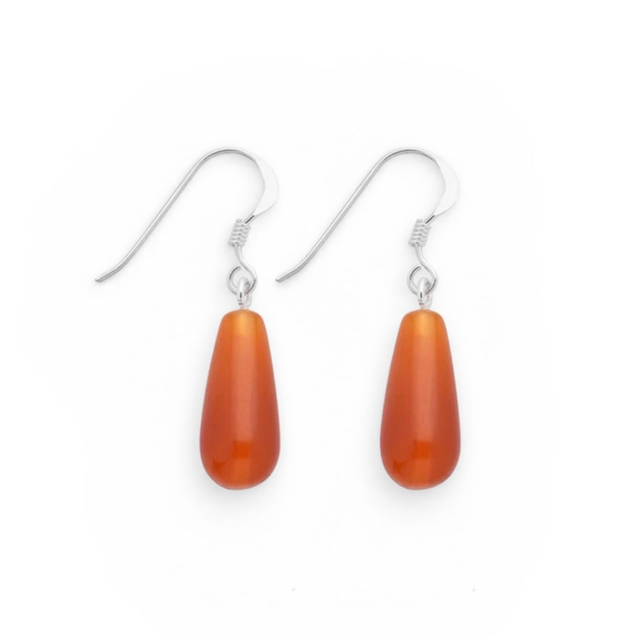 Carnelian sterling silver hook earrings