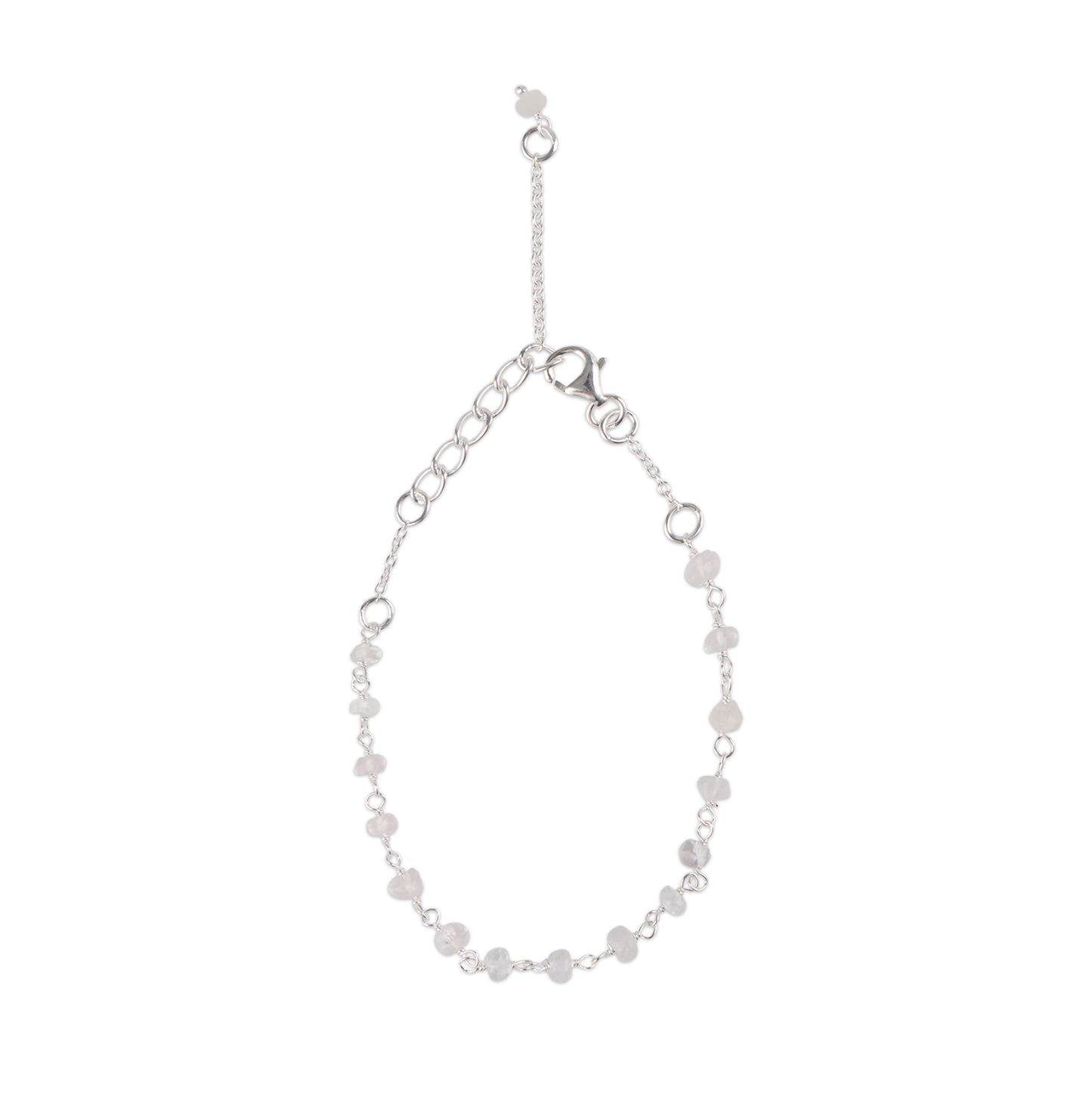 Rose quartz silver bracelet