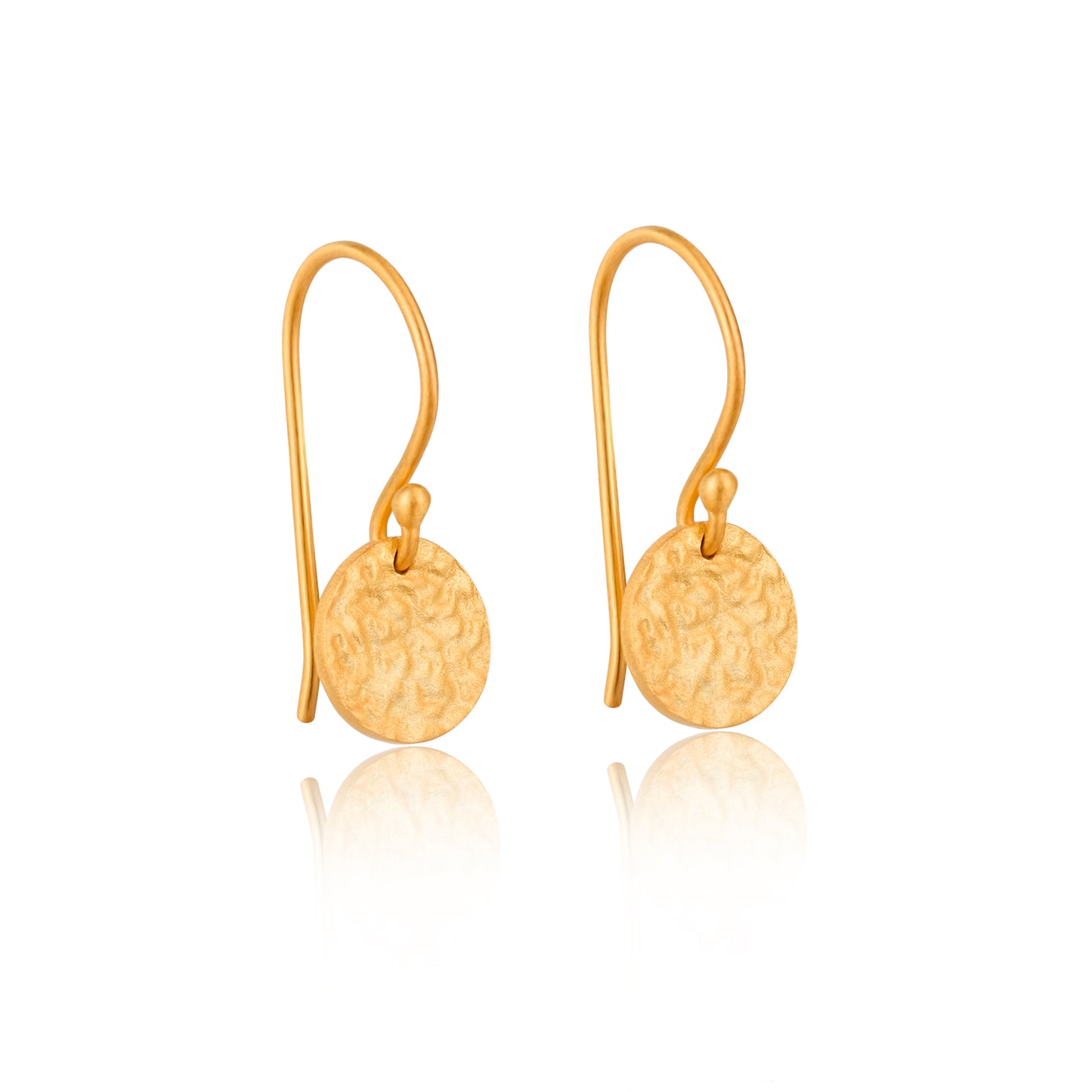 Hammered gold disc earrings