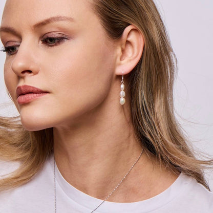 Three baroque pearl sterling silver drop hook earrings