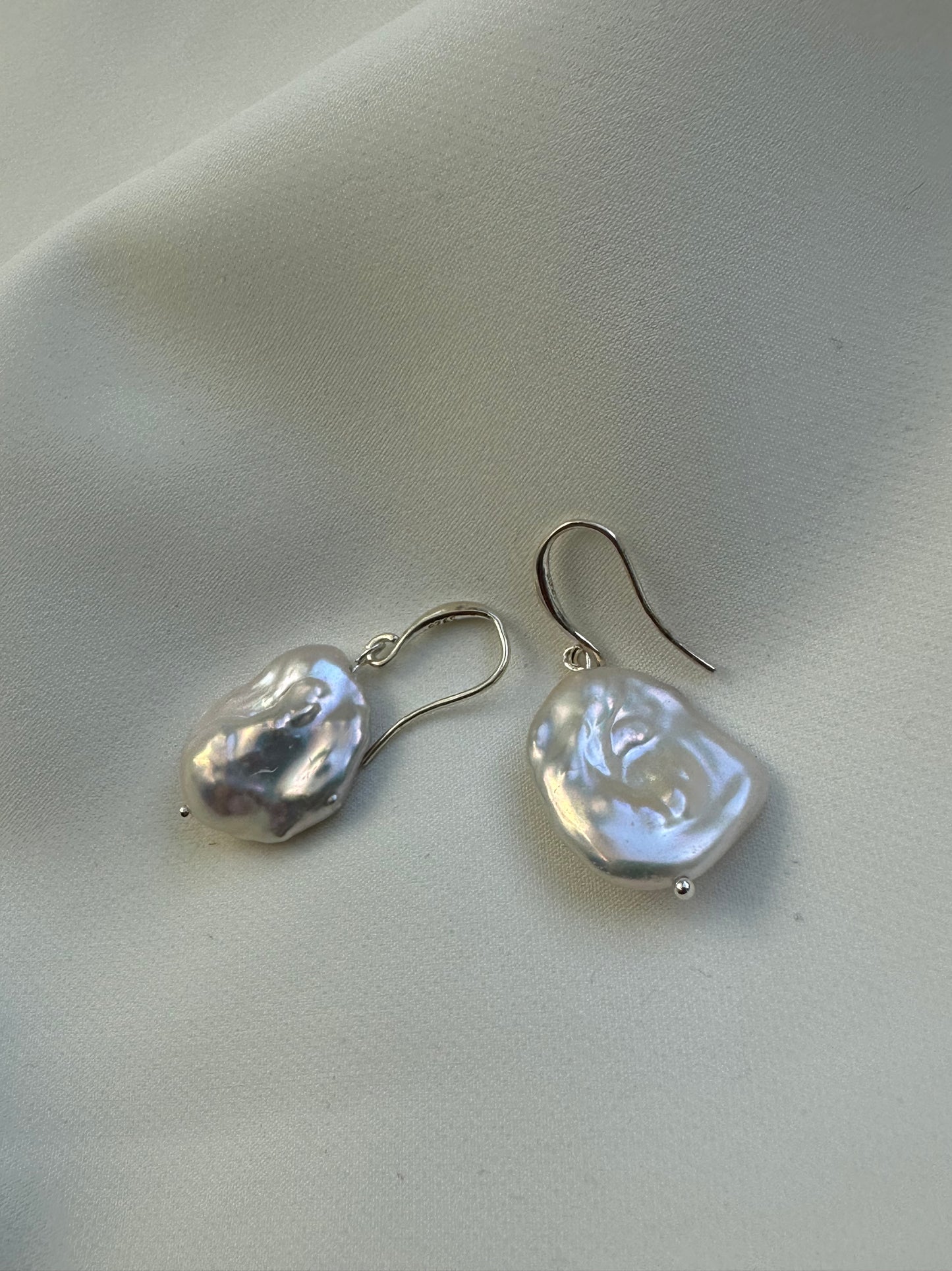 Keshi pearl drop hook earrings