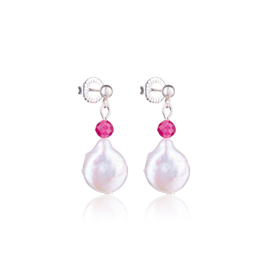 Ruby Glow silver earrings