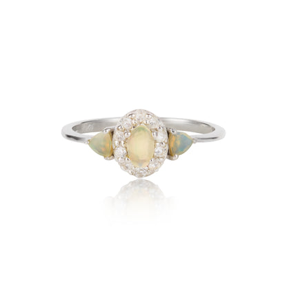 Ethiopian opal and topaz silver ring