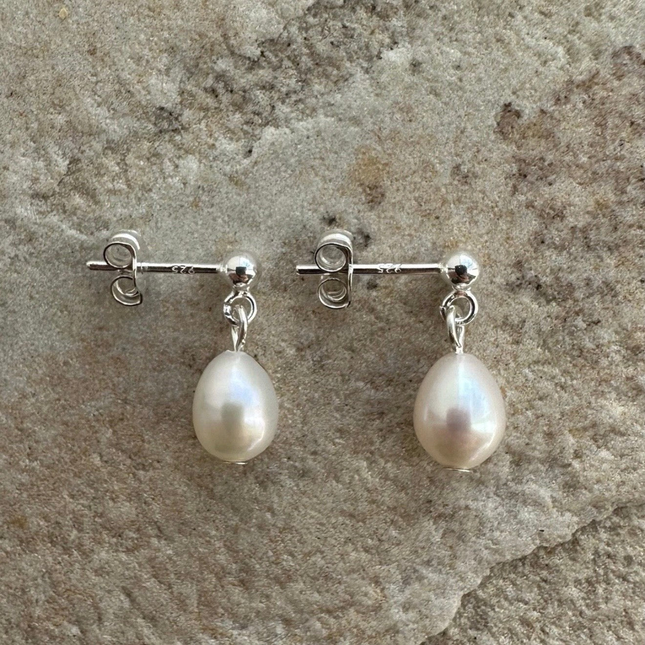 Mini pearl sterling silver earrings