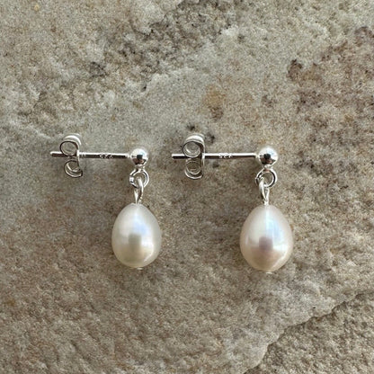 Mini pearl sterling silver earrings
