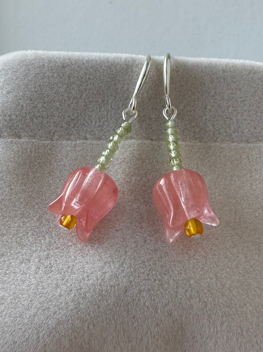 Gemstone tulip earrings