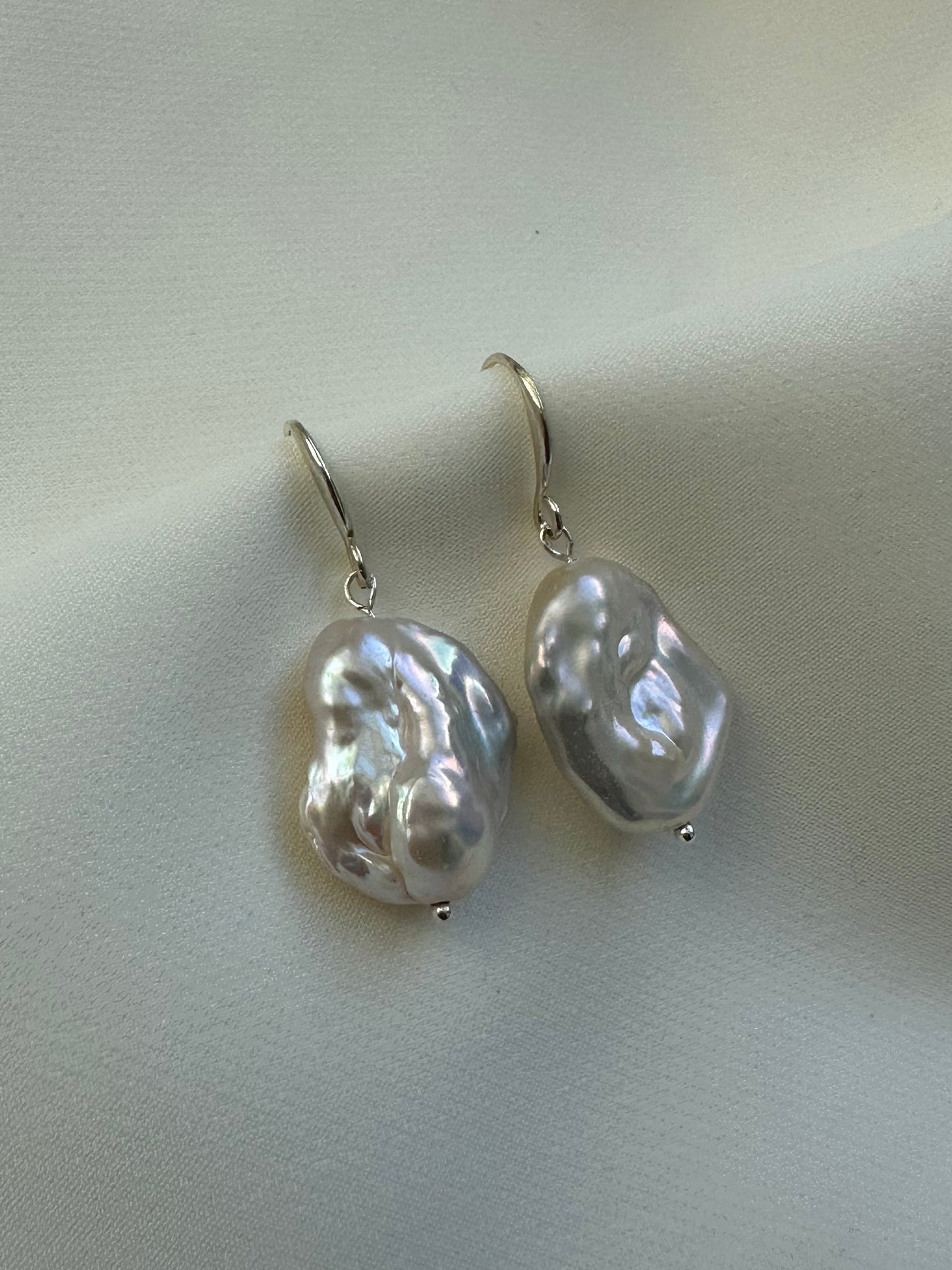 Keshi pearl drop hook earrings