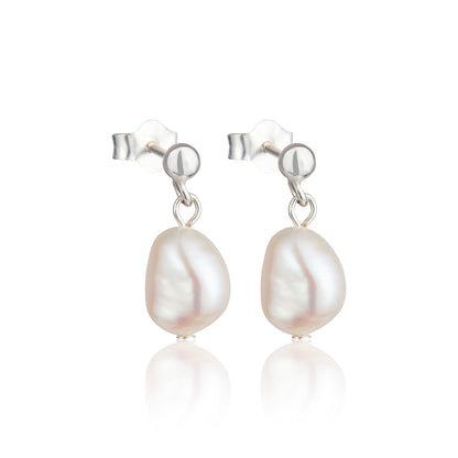 Mini baroque pearl sterling silver earrings
