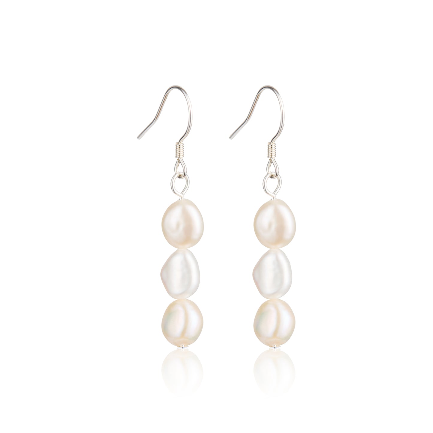 Three baroque pearl sterling silver drop hook earrings