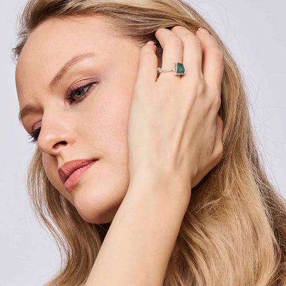 Aquamarine sterling silver ring