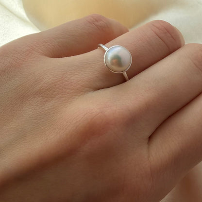 Pearl sterling silver ring