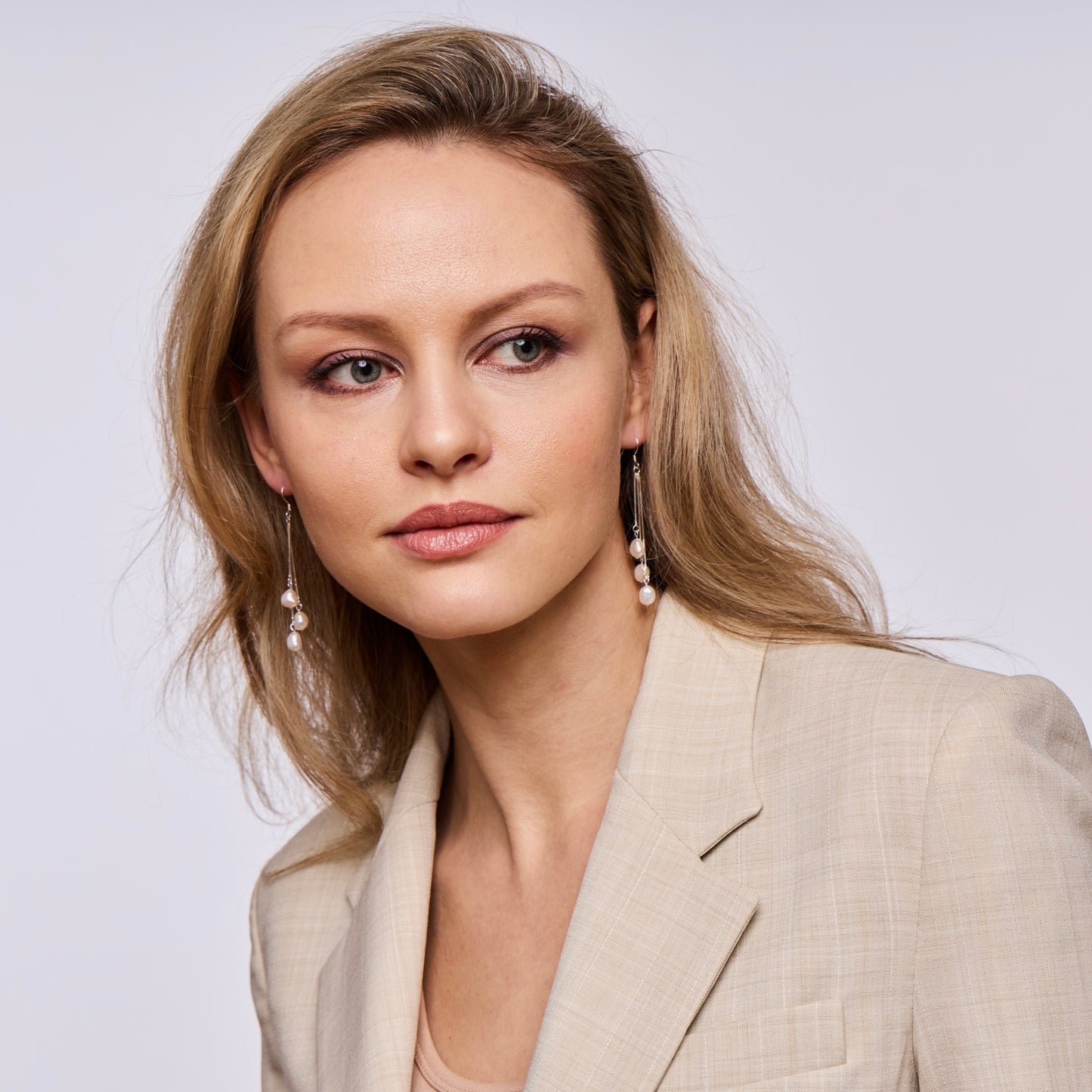 Long pearl sterling silver earrings