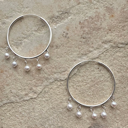 Celeste Pearl Hoop Earrings
