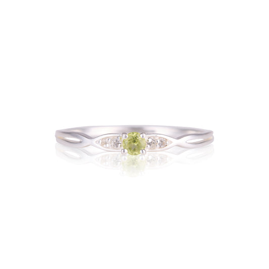Peridot and white topaz silver ring