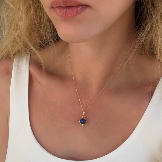 Gemstone sphere silver pendant