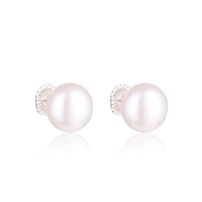 Large sterling silver pearl stud earrings