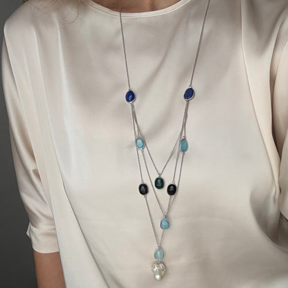 Mira Multi-Gemstone Layered Necklace