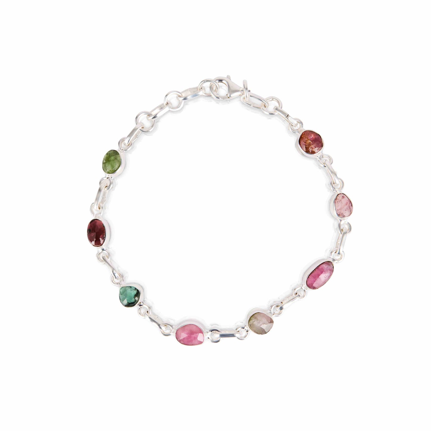 Multi-tourmaline sterling silver bracelet