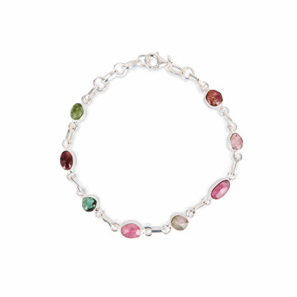 Multi-tourmaline sterling silver bracelet
