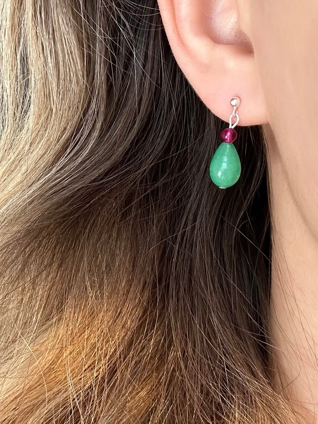 Jade and ruby earrings