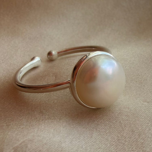 Pearl sterling silver ring