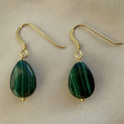 Malachite gold vermeil earrings