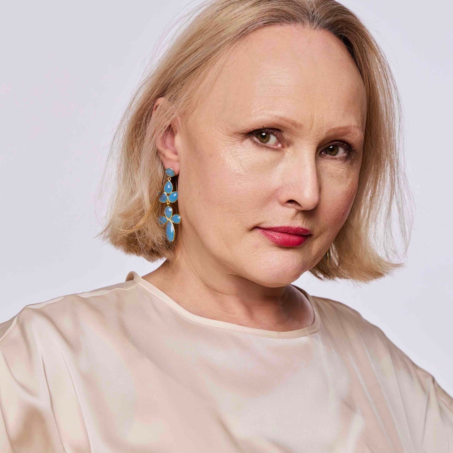 Blue chalcedony briolette sterling silver earrings