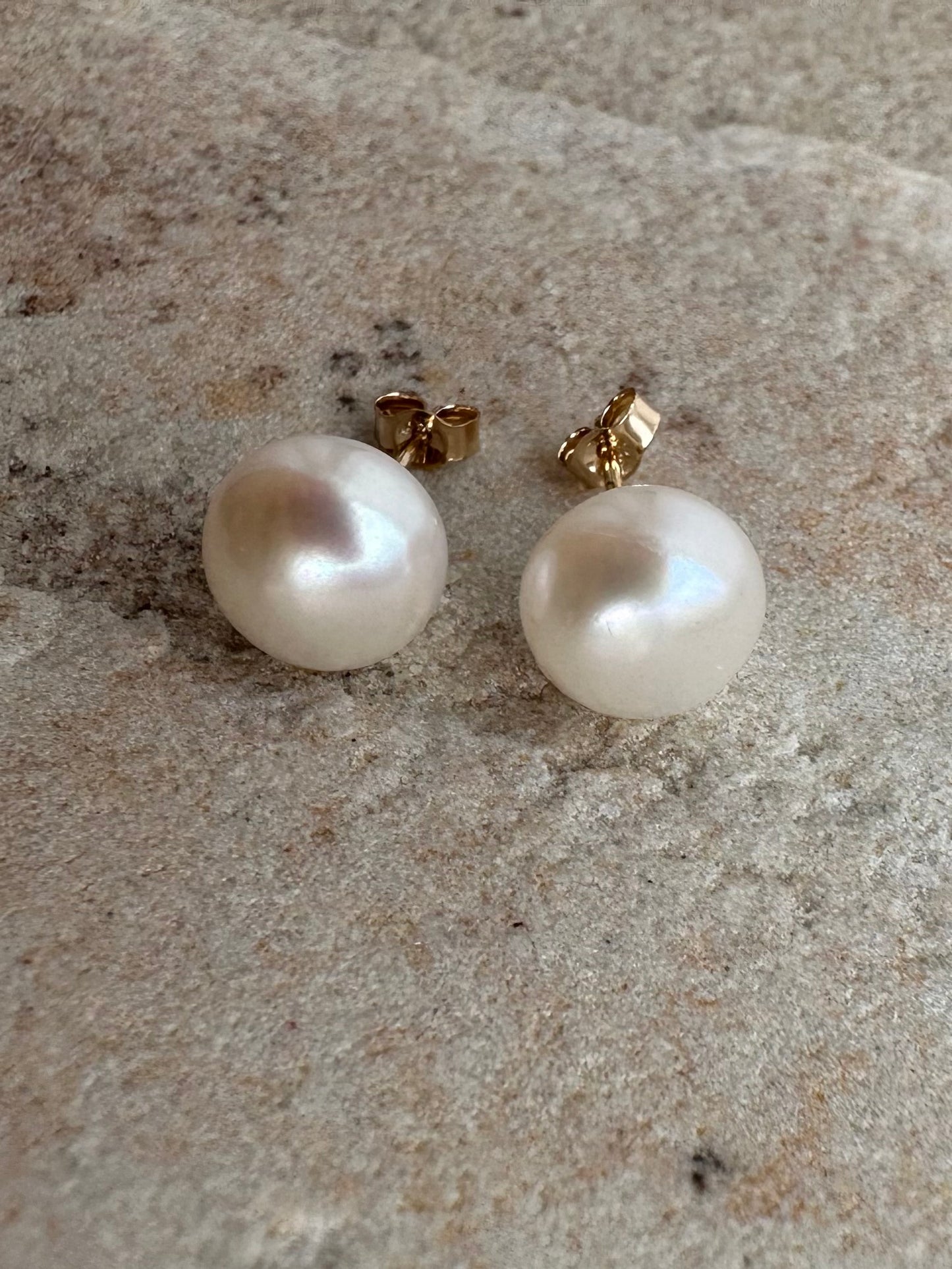 Gold filled pearl stud earrings