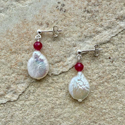 Ruby Glow silver earrings