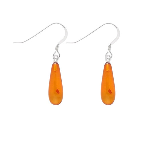 Amber sterling silver hook earrings