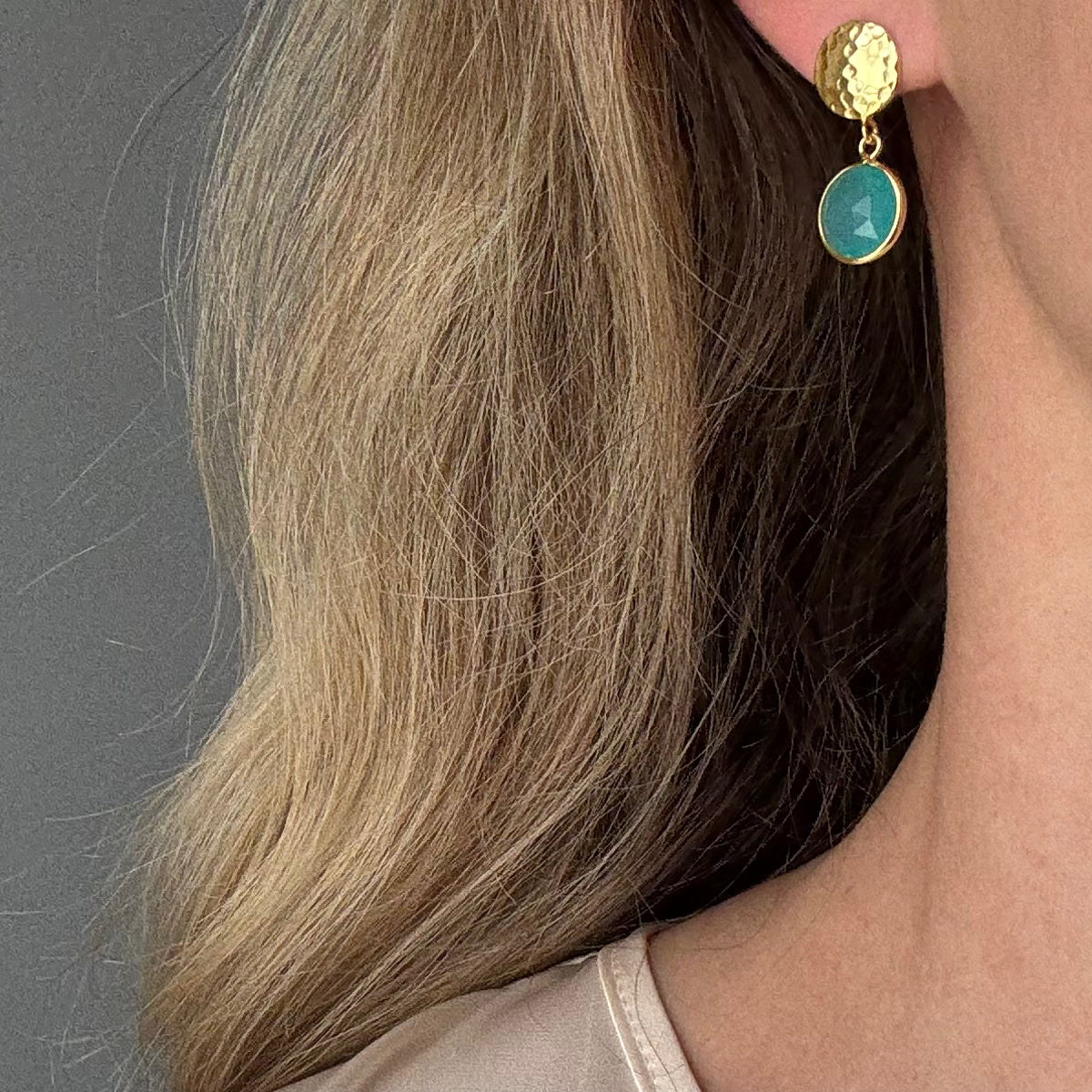 Aqua Chalcedony Drop Earrings