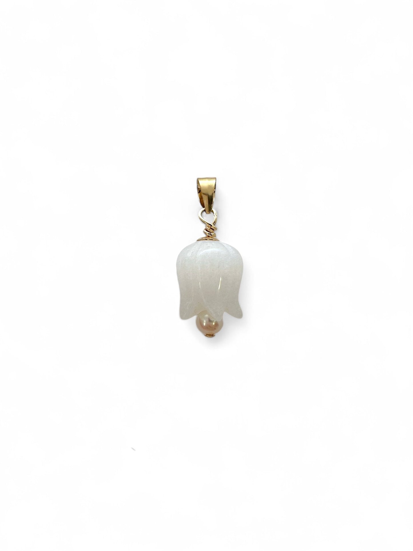 White quartz and pearl gold filled pendant