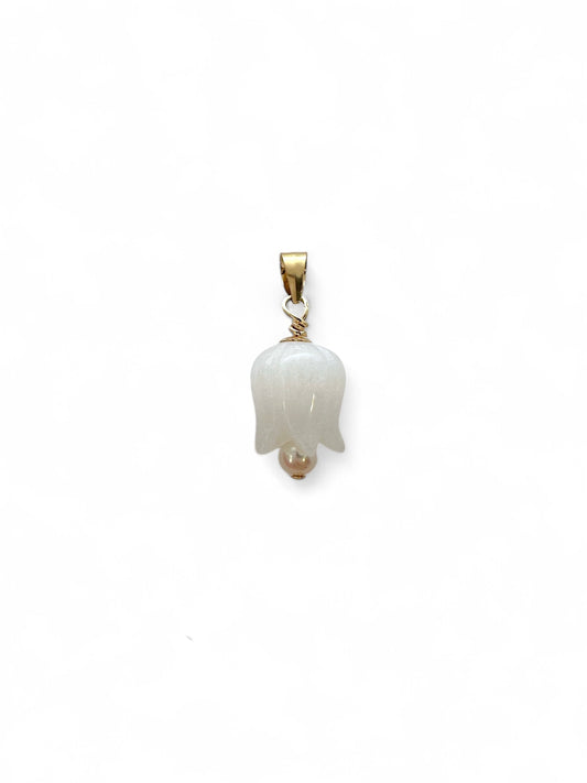 White quartz and pearl gold filled pendant