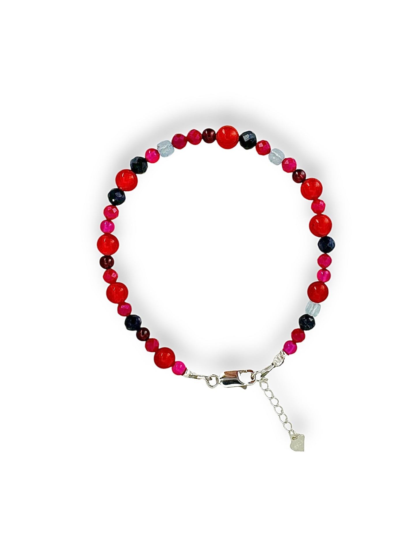 Ruby, garnet, sapphire, topaz and red agate bracelet